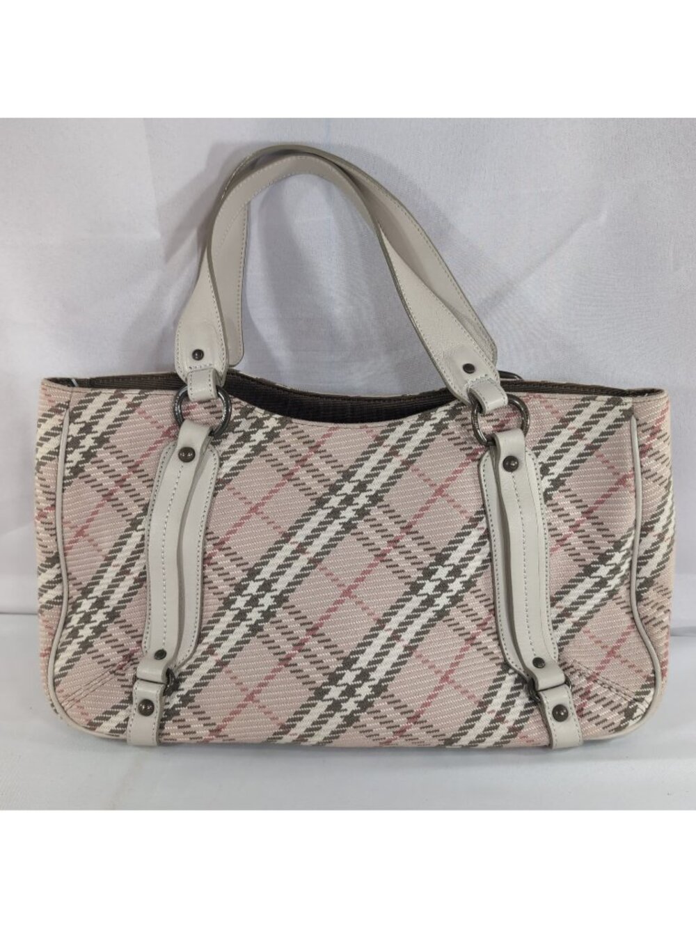 Burberry London Blue Label Cream Beige Plaid Purse Handbag Bag 2 Strap Shoulder